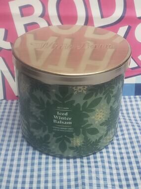BBW Iced Winter Balsam Large 3 Wick Candle Holiday Home Fragrance Decor